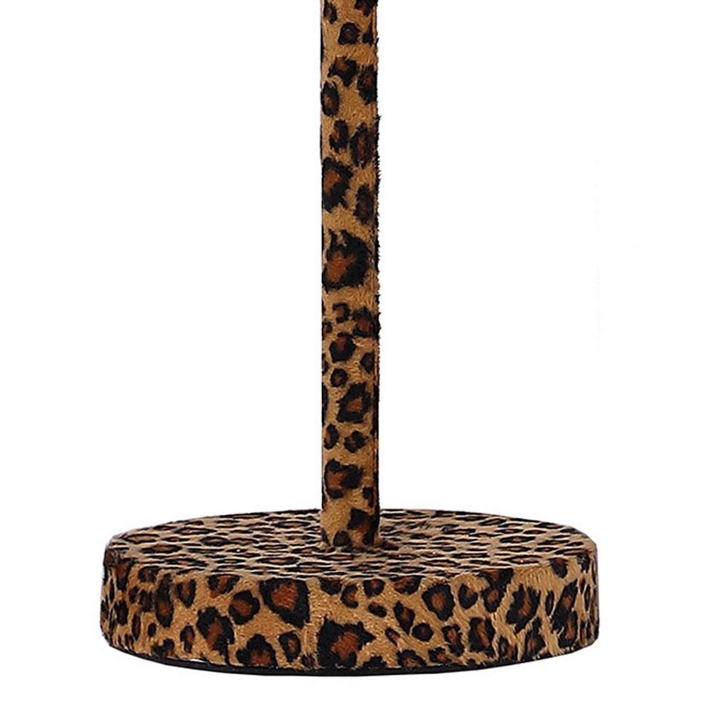 Fabric Wrapped Table Lamp with Dotted Animal Print, Brown and Black - BM233930