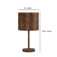 Fabric Wrapped Table Lamp with Dotted Animal Print, Brown and Black - BM233930