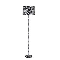 Fabric Wrapped Floor Lamp with Animal Print, White and Black - BM233931