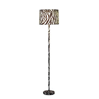 Fabric Wrapped Floor Lamp with Animal Print, White and Black - BM233931