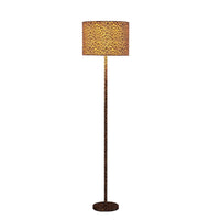 Fabric Wrapped Floor Lamp with Dotted Animal Print, Brown and Black - BM233932