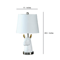 Metal Table Lamp with Llama Animal Head, White - BM233935
