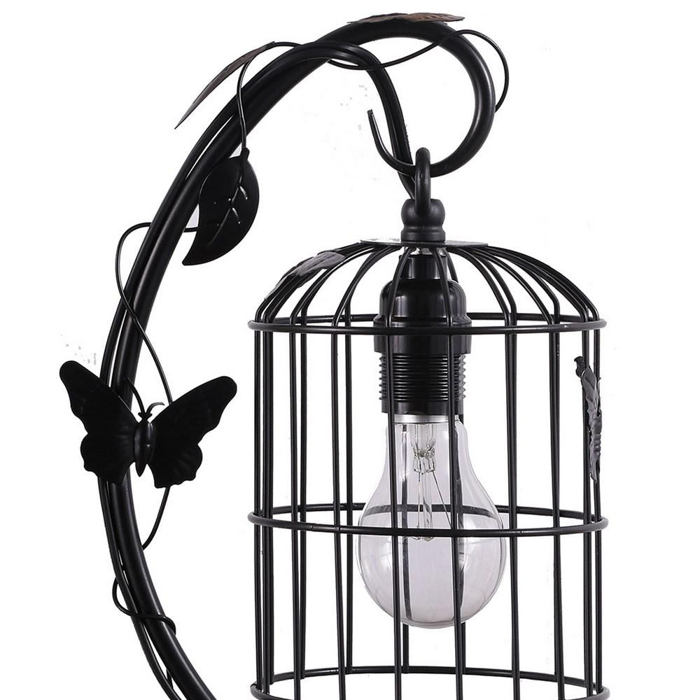 Arc Design Metal Table Lamp with Birdcage Shade, Black - BM233938
