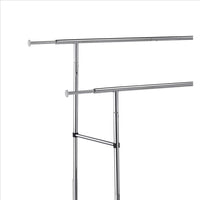 Dual Bar Tubular Metal Frame Garment Rack with Casters, Chrome - BM233941