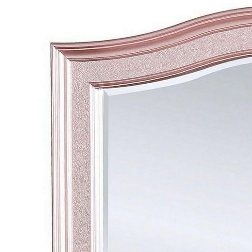46 Inch Contemporary Style Wooden Frame Mirror, Rose Pink - BM235461