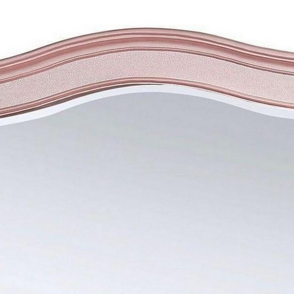 46 Inch Contemporary Style Wooden Frame Mirror, Rose Pink - BM235461