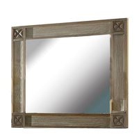 44 Inch Rectangular Mirror with Carved Corners, Brown - BM235465
