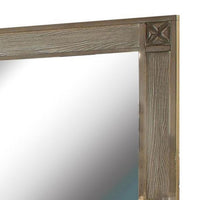 44 Inch Rectangular Mirror with Carved Corners, Brown - BM235465