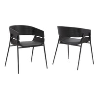 18.5 Inches Round Back Leatherette Dining Chair, Set of 2, Black - BM236362