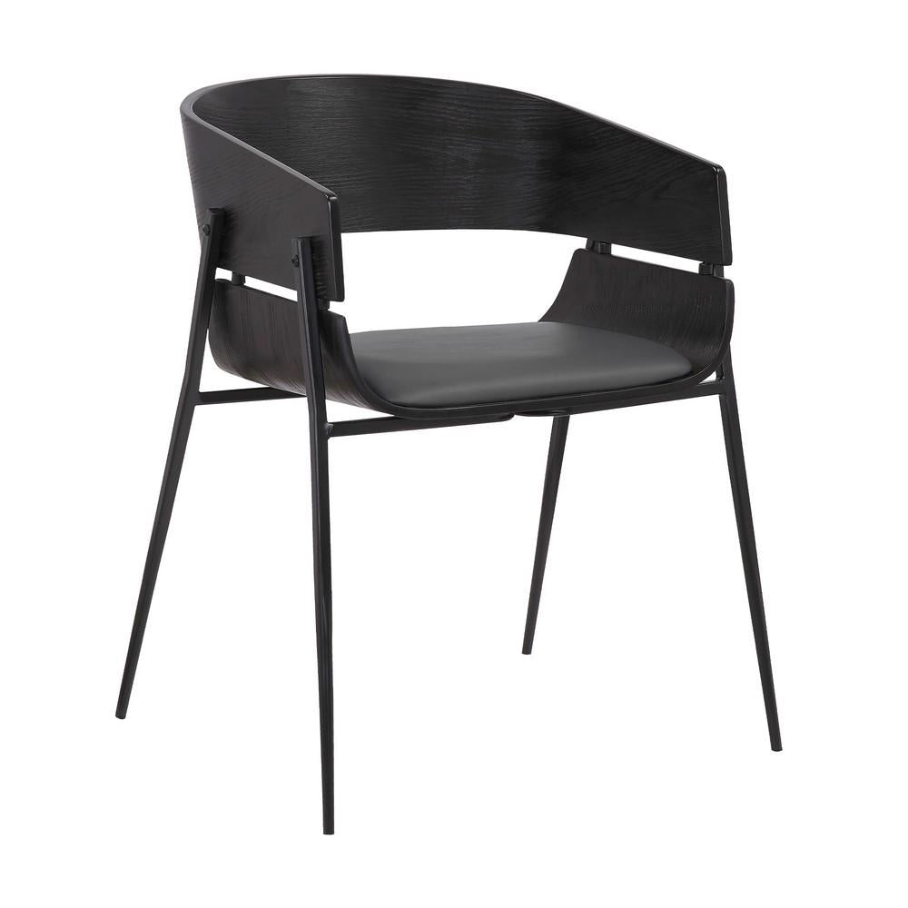 18.5 Inches Round Back Leatherette Dining Chair, Set of 2, Black - BM236362