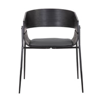 18.5 Inches Round Back Leatherette Dining Chair, Set of 2, Black - BM236362