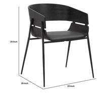 18.5 Inches Round Back Leatherette Dining Chair, Set of 2, Black - BM236362