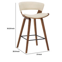27 Inches Saddle Seat Leatherette Counter Stool, Cream and Brown - BM236365