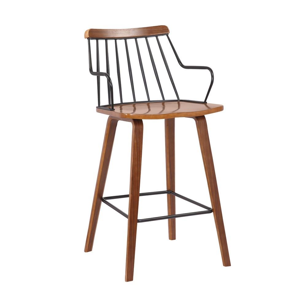 26 Inches Counter Height Barstool with Spindle Back, Brown and Black - BM236366