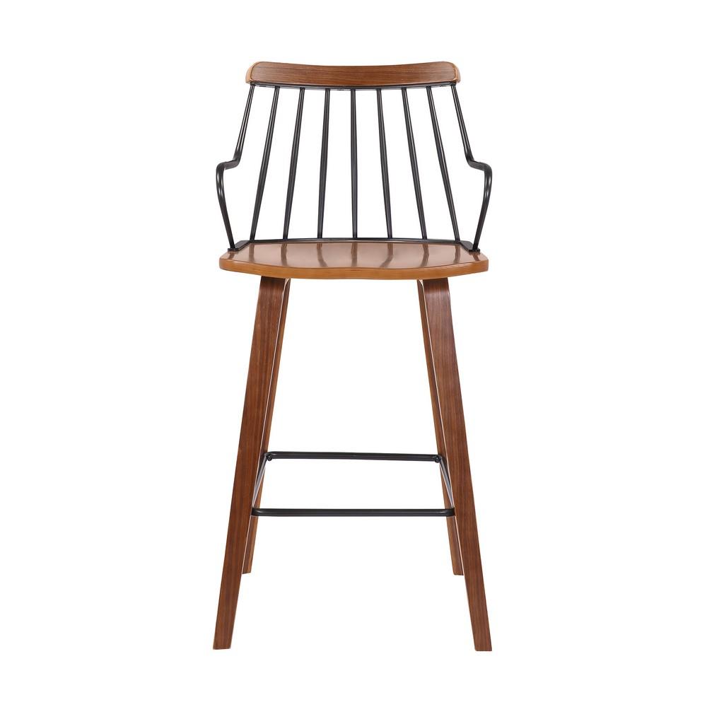 26 Inches Counter Height Barstool with Spindle Back, Brown and Black - BM236366