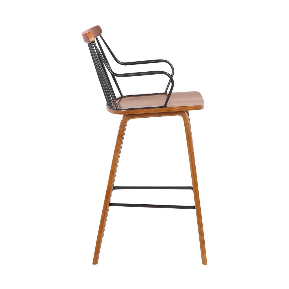 26 Inches Counter Height Barstool with Spindle Back, Brown and Black - BM236366
