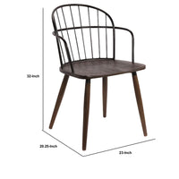 Metal Frame Side Chair with Open Backrest, Black and Brown - BM236435