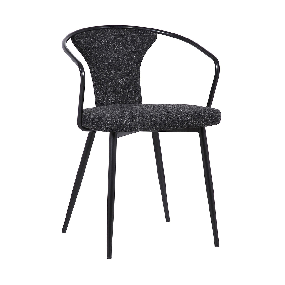 19 Inch Modern Fabric Dining Chair with Curved Back, Black - BM236624
