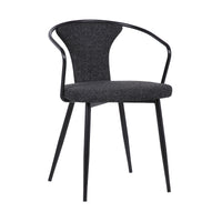 19 Inch Modern Fabric Dining Chair with Curved Back, Black - BM236624