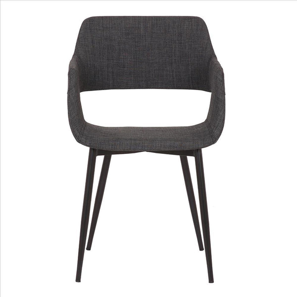 Fabric Upholstered Accent Chair with Wide Open Lower Back Design, Gray - BM236742