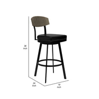 26 Inch Metal and Leatherette Swivel Barstool, Black - BM236779