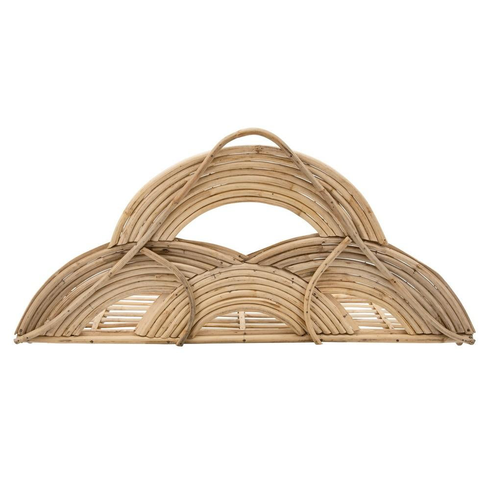 Rattan Wall Decor Tray with Semicircular Accents, Brown - BM238169