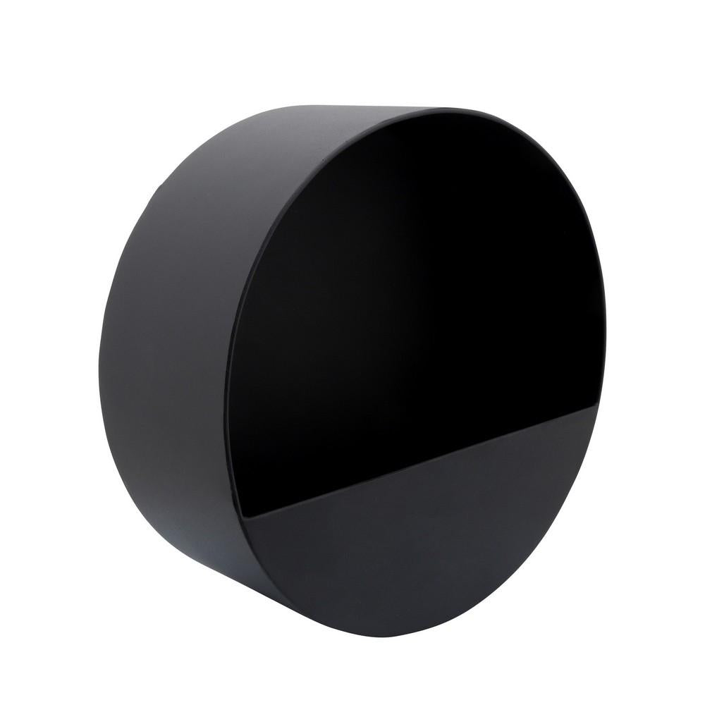 Metal Round Shaped Planter with Mounting Hanger, Black, Set of 2 - BM238178