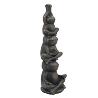 24 Inches Resin Stacked Meditating 3 Frog Accent Decor, Bronze - BM238235
