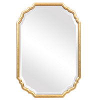32 Inches Curved Design Wooden Vanity Mirror, Gold - BM239363