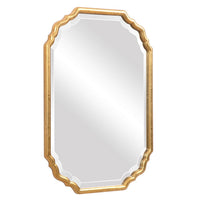 32 Inches Curved Design Wooden Vanity Mirror, Gold - BM239363