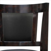 24 Inches Swivel Wooden Frame Counter Stool with Padded Back, Dark Brown - BM239713