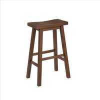 Saddle Design Wooden Barstool with Grain Details, Brown - BM239729