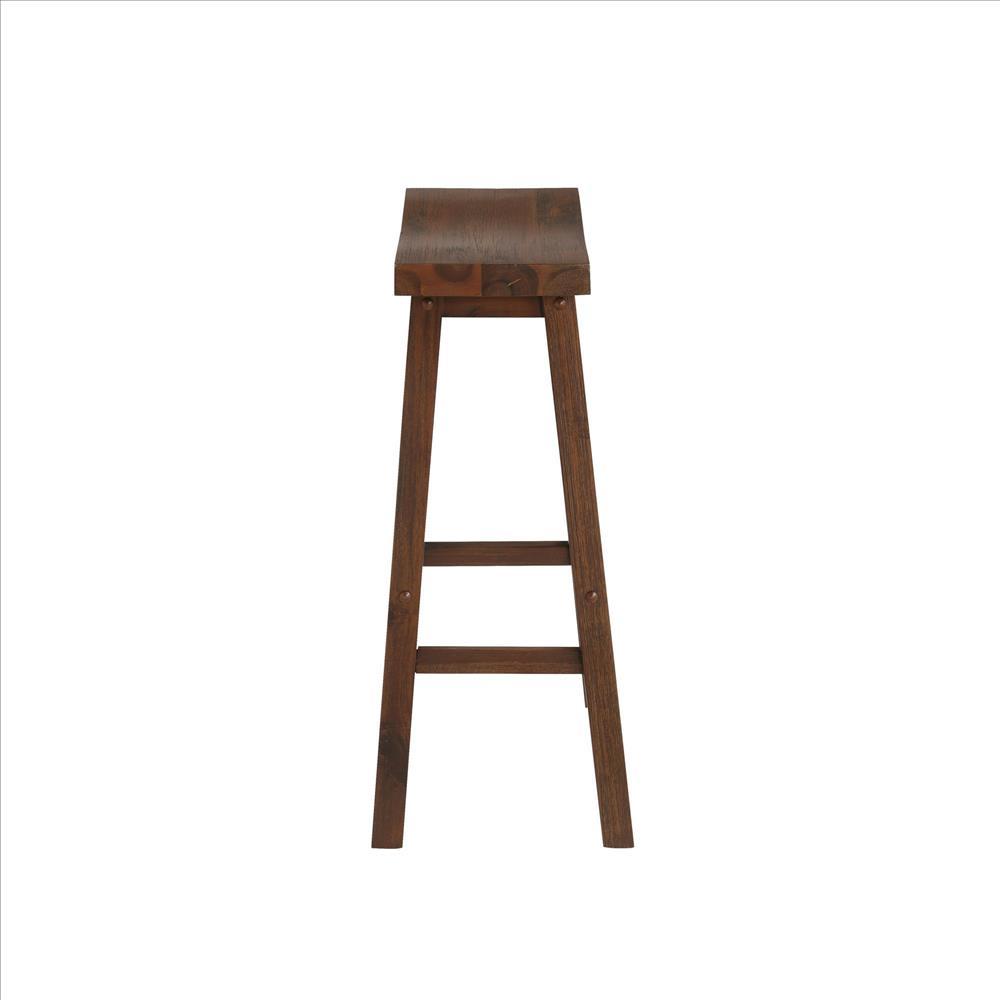 Saddle Design Wooden Barstool with Grain Details, Brown - BM239729