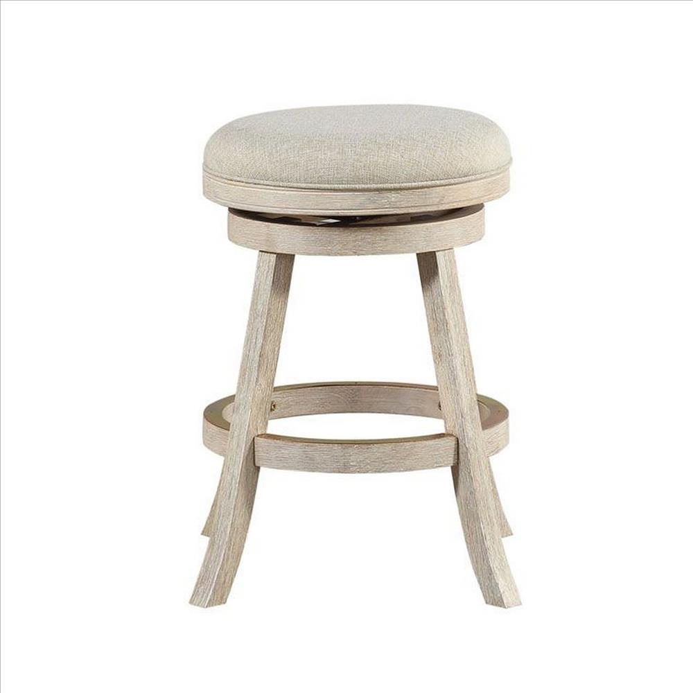 Wooden Swivel Counter Stool with Round Fabric Seat, Gray - BM239735