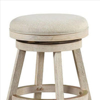 Wooden Swivel Counter Stool with Round Fabric Seat, Gray - BM239735