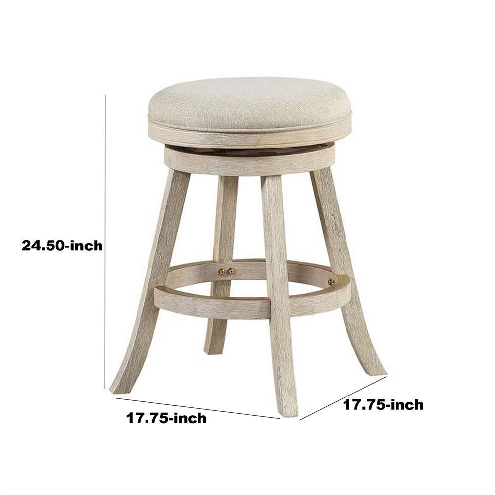 Wooden Swivel Counter Stool with Round Fabric Seat, Gray - BM239735