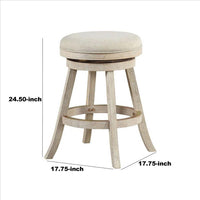 Wooden Swivel Counter Stool with Round Fabric Seat, Gray - BM239735