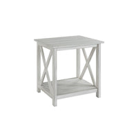 1 Open Shelf Wooden End Table with X Shaped Accents, White - BM239762