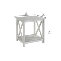 1 Open Shelf Wooden End Table with X Shaped Accents, White - BM239762
