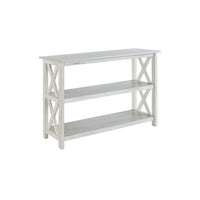 2 Shelf Wooden Entryway Table with X Shaped Accent, White - BM239763