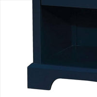 Transitional 1 Drawer Wooden Nightstand with Open Compartment, Blue - BM239794