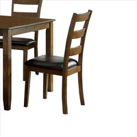 5 Piece Dining Table Set with Leatherette Seating, Brown - BM239827
