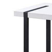 Two Tone Modern End Table with Metal Legs, White and Black - BM240039