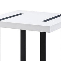 Two Tone Modern End Table with Metal Legs, White and Black - BM240039