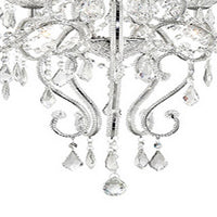 32 Inch Ceiling Lamp with Hanging Crystals, Round Canopy, Silver - BM240301
