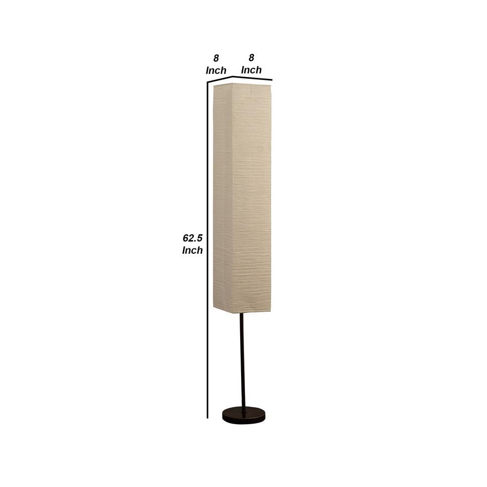 Floor Lamp with Linear Metal Base and Column Shade, Black - BM240342