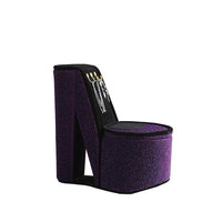 High Heel Shoe Jewelry Box with 3 Hooks and Storage, Purple - BM240355