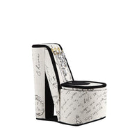 High Heel Script Shoe Jewelry Box with 3 Hooks, Beige and Black - BM240359