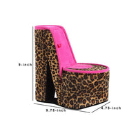 High Heel Cheetah Shoe Jewelry Box with 2 Hooks, Multicolor - BM240365