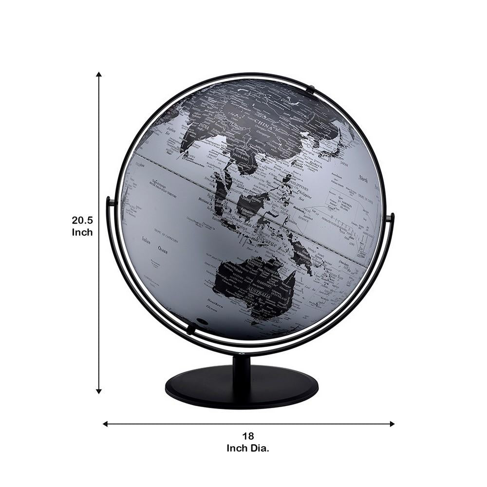 Globe Accent Decor with Inbuilt LED, Black and Gray - BM240408